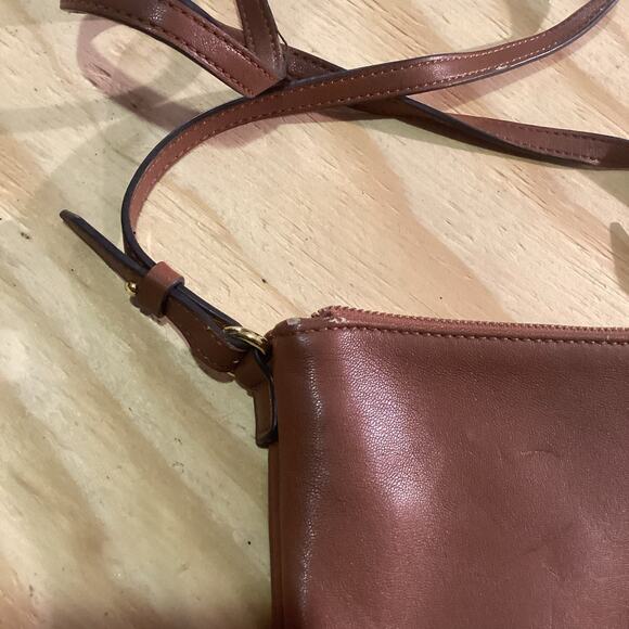 Vintage Brown Faux Leather Crossbody Double Zipper Purse - Picture 5 of 9